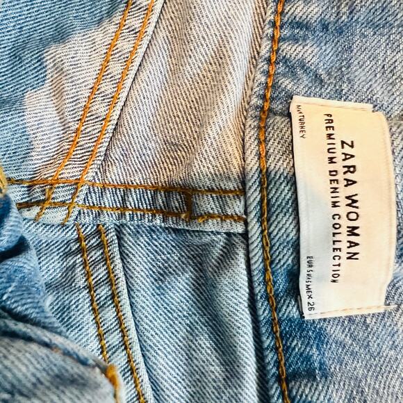 Zara Chewed Edge Denim Skirt Jean Blue Light Wash - S - Picture 5 of 5